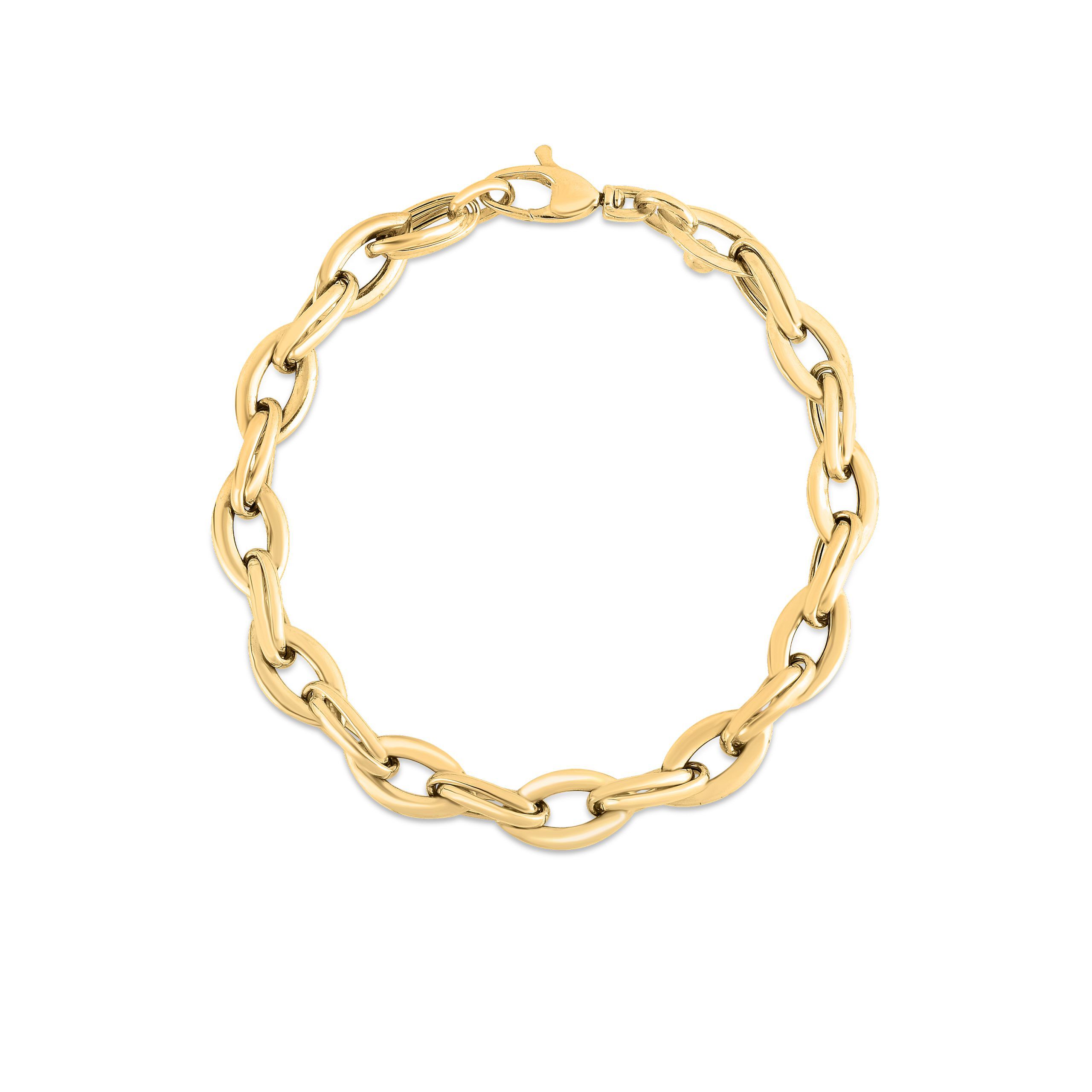 Classic Gold Yellow Gold Almond Link Chain Bracelet Roberto Coin 5310086AYLB0